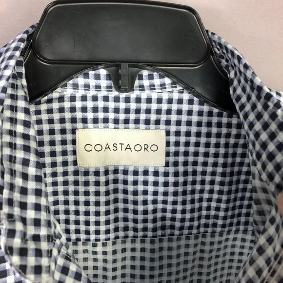 Coastaoro Blue White Check Short Sleeve Button Up Shirt Sz Large - Picture 4 of 7